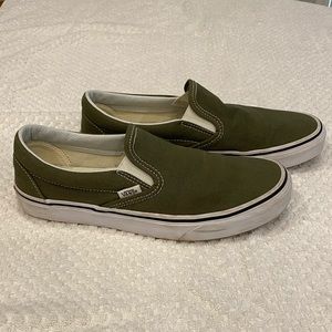 Vans army-green canvas slip-ons